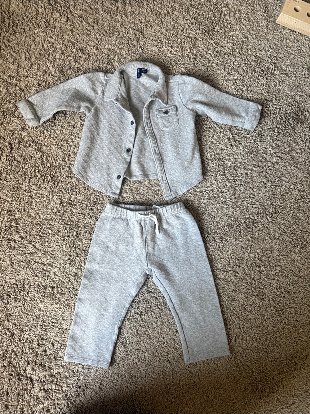 Janie and Jack Light Heather Gray Toddler Button-Up Top